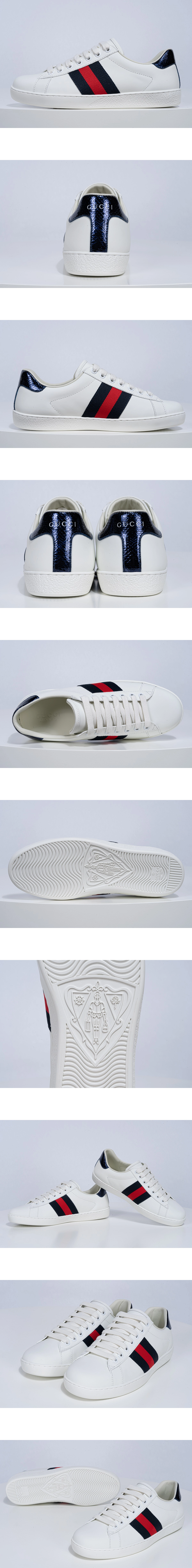 [GUCCI] 구찌 네이비 삼선 에이스 스니커즈 (FO)