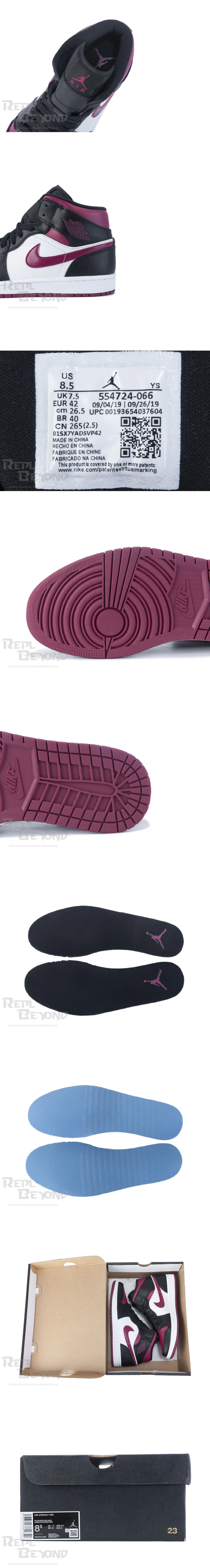 [AIR JORDAN] 에어조던1 미드 노블레드 블랙토 554724-066 남성용 (D9)