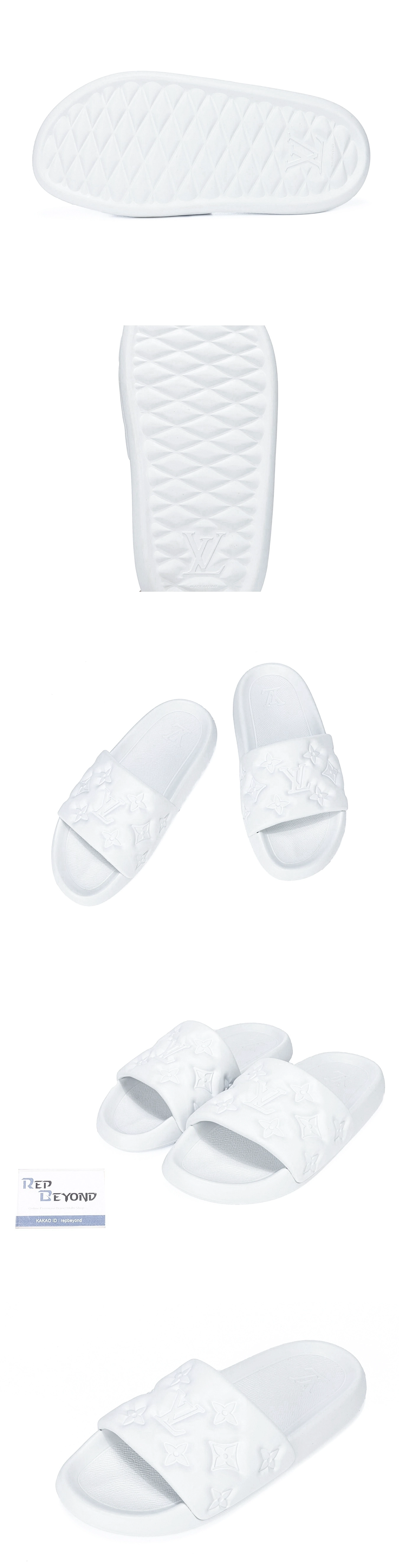 [LOUIS VUITTON] 루이비통 모노그램 워터프런트 뮬 슬리퍼 화이트 1A9FK5