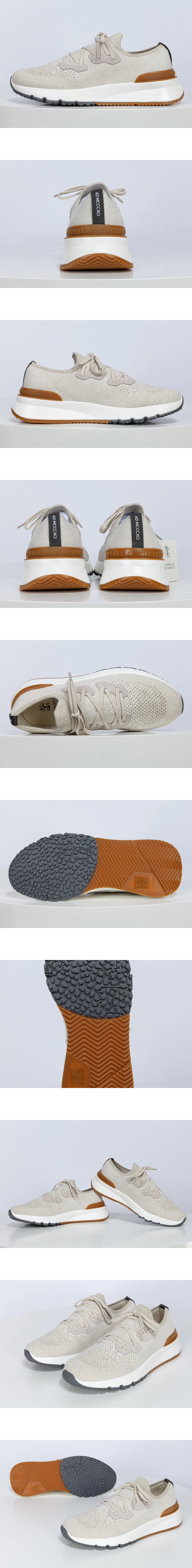 [BRUNELLO CUCINELLI] 브루넬로 쿠치넬리 코튼 니트 러너 스니커즈 베이지 남성용 (MS)