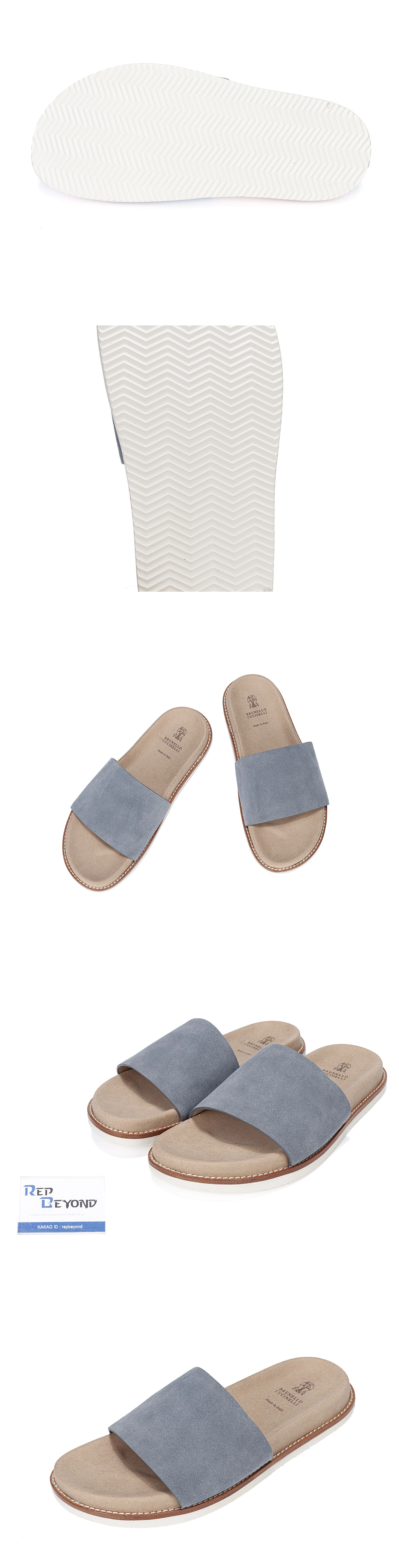 [BRUNELLO CUCINELLI] 브루넬로 쿠치넬리 스웨이드 어반 슬라이드 마린그레이 남녀공용 (MK)