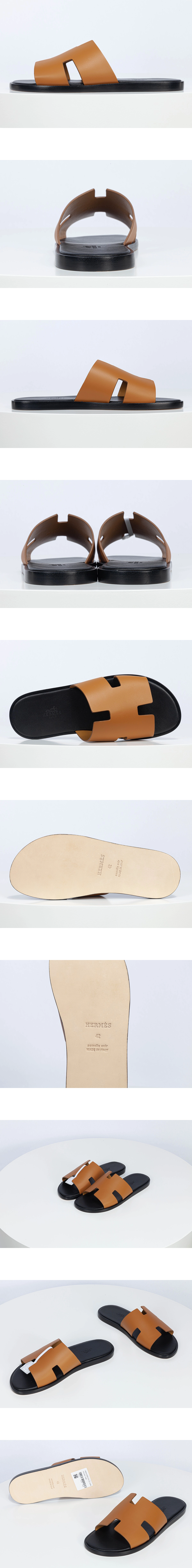 [HERMES] 에르메스 이즈미르 샌들 슬리퍼 스위프트 블랙/골드 남성용 (JG)