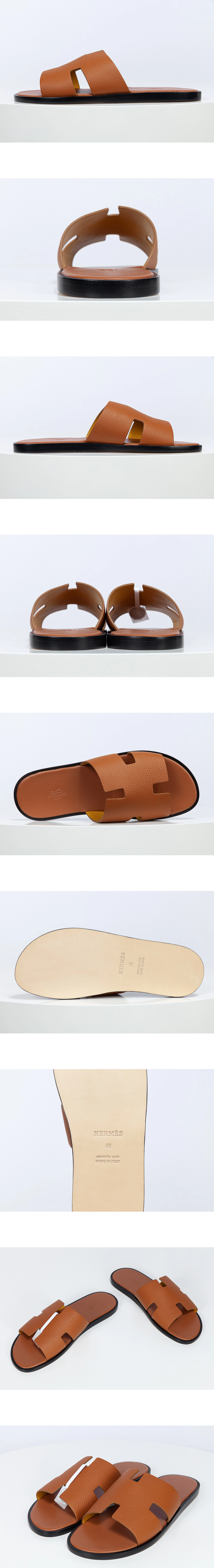[HERMES] 에르메스 이즈미르 샌들 슬리퍼 앱송 브라운 남성용 (JG)
