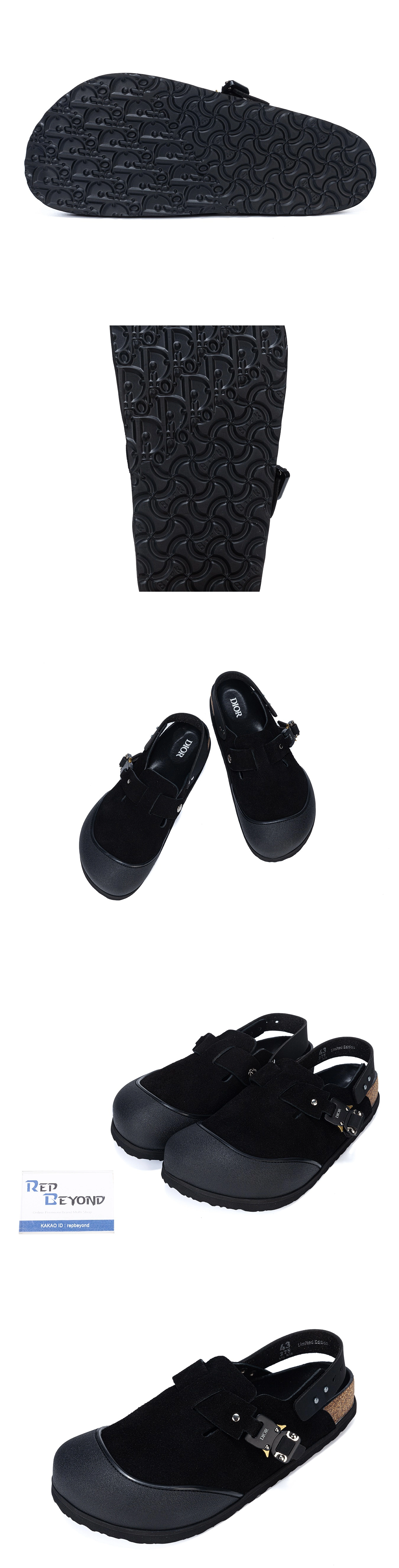 [DIOR] 디올 x 버켄스탁 토키오 뮬 펠트 울 누벅 카프스킨 블랙 남녀공용 (FO)