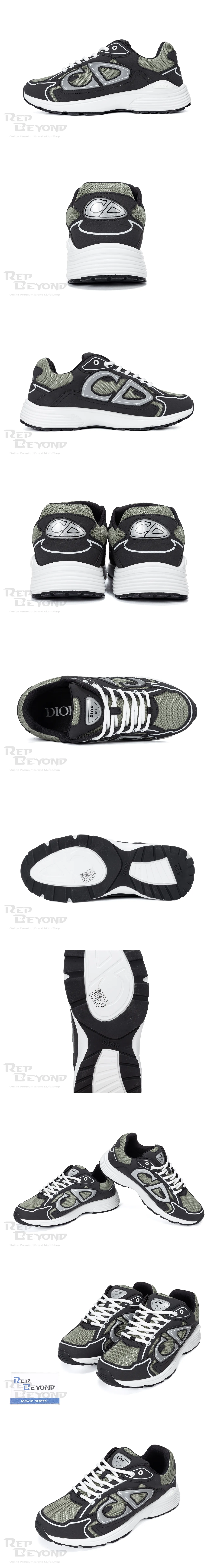 [DIOR] 디올 B30 스니커즈 블랙/다크카키 3SN279ZRD_H664 남성용