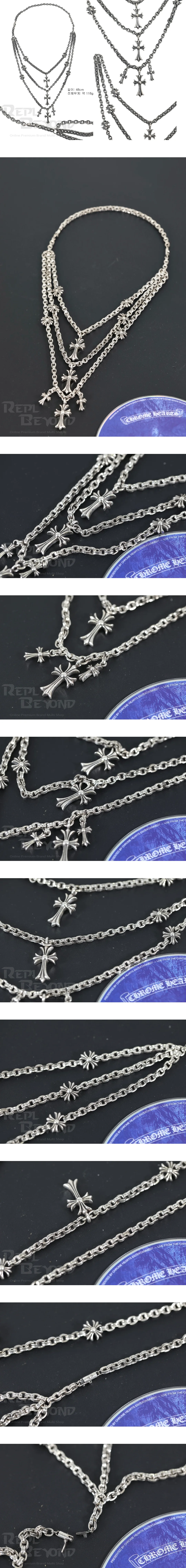 [CHROME HEARTS] 크롬하츠 크로스 믹스 페이퍼 체인 네크리스 L48cm