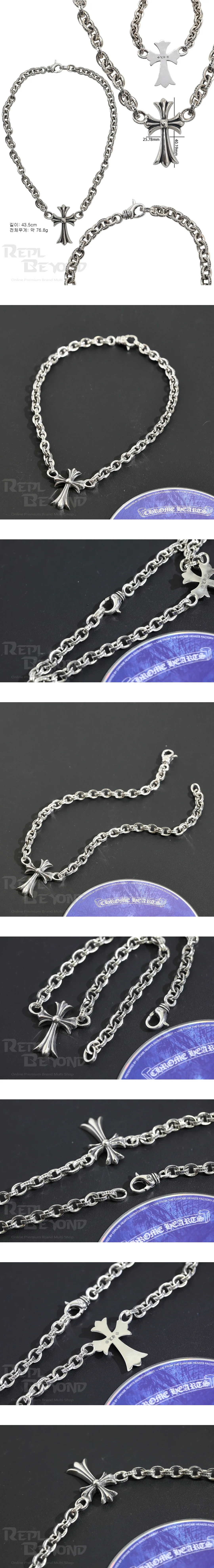 [CHROME HEARTS] 크롬하츠 크로스 펜던트 페이퍼체인 네크리스 L43.5cm