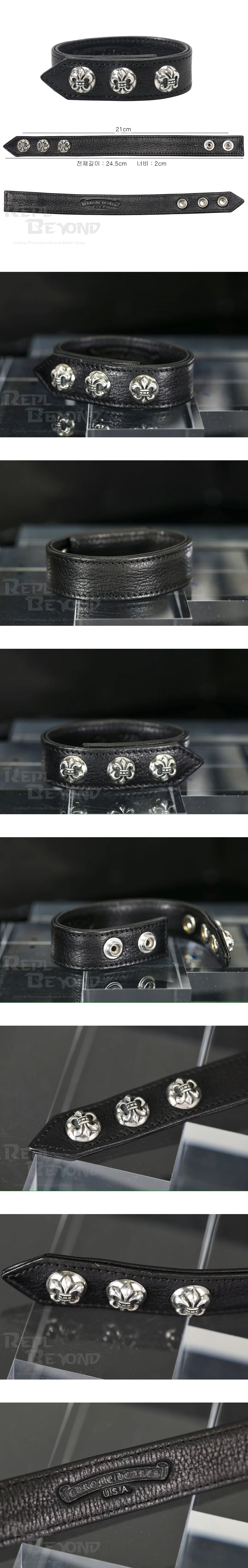 [CHROME HEARTS] 크롬하츠 BS플레어 레더 팔찌 L21cm