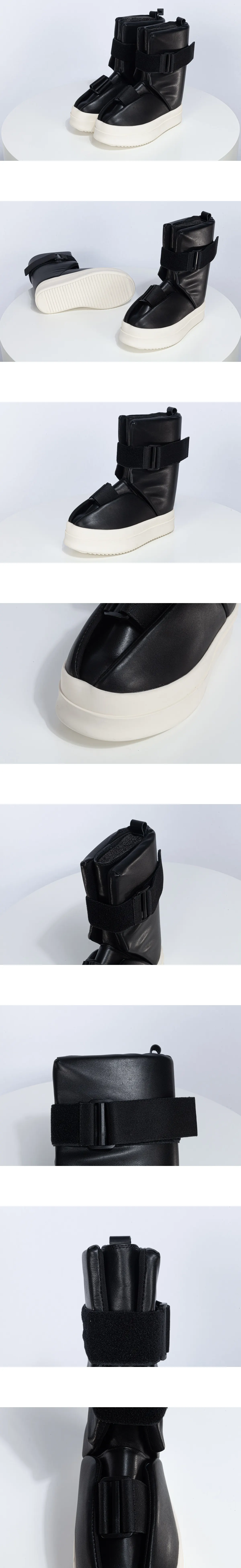 [RICK OWENS] 릭오웬스 버클 가죽 앵클 부츠 블랙/화이트 남녀공용(EG)