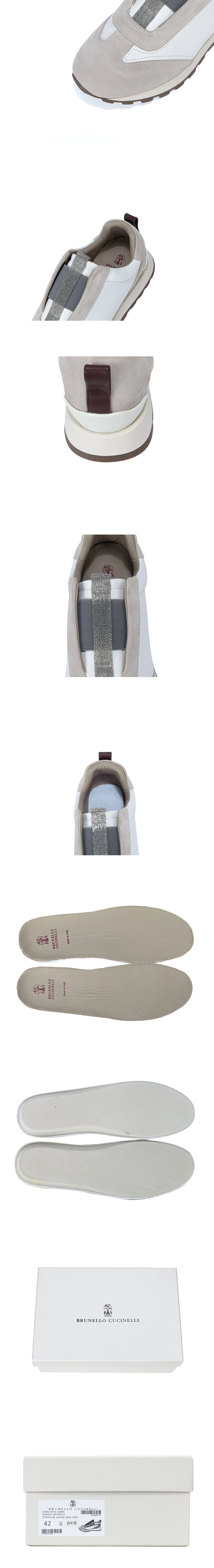 [BRUNELLO CUCINELLI] 브루넬로 쿠치넬리 모닐리 장식 슬립온 스니커즈 화이트 MZSFG2126C8193 남녀공용