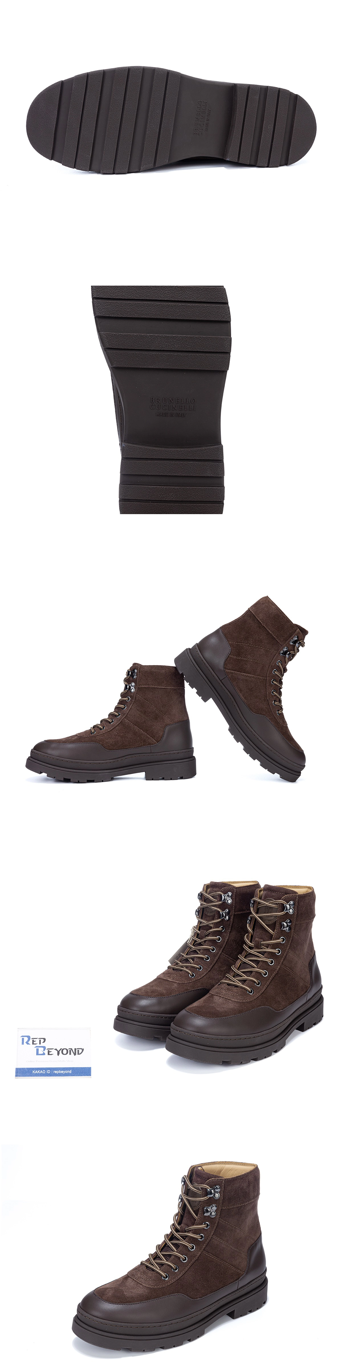 [BRUNELLO CUCINELLI] 브루넬로 쿠치넬리 가죽 라운드 스트랩 부티 브라운 MZUPHOI788CCG85 남성용