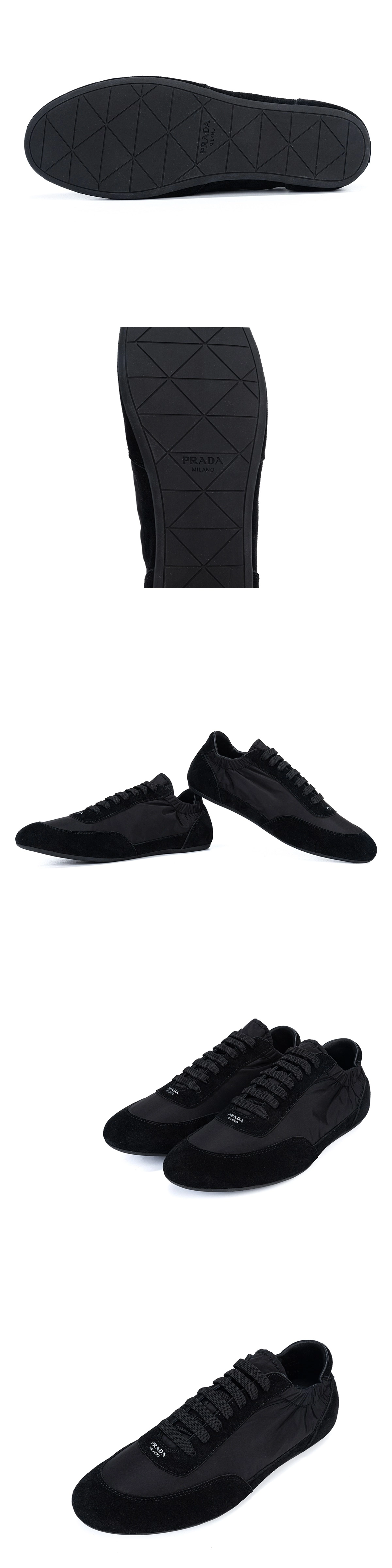 [PRADA] 프라다 컬랩스 리나일론 및 스웨이드 엘라스틱 스니커즈 블랙 2EG479_D7C_F0002_F_G001 남녀공용