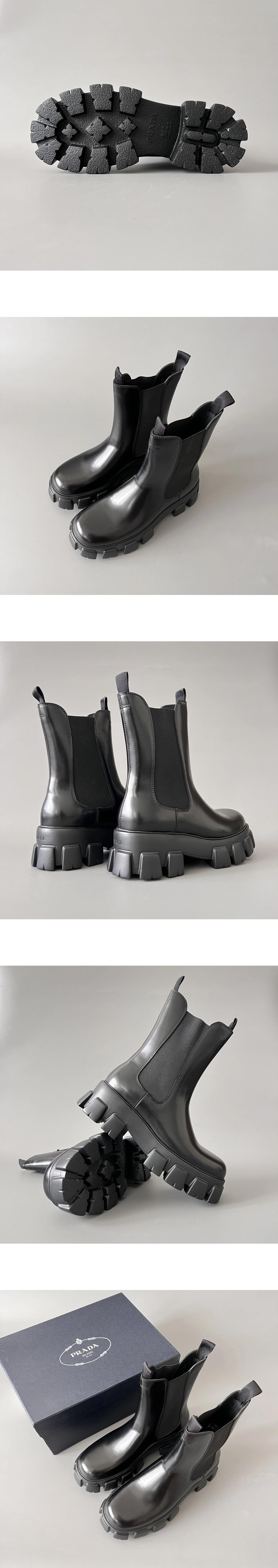 [PRADA] 프라다 모노리스 브러시드 레더 첼시 부츠 남성용 (EG)