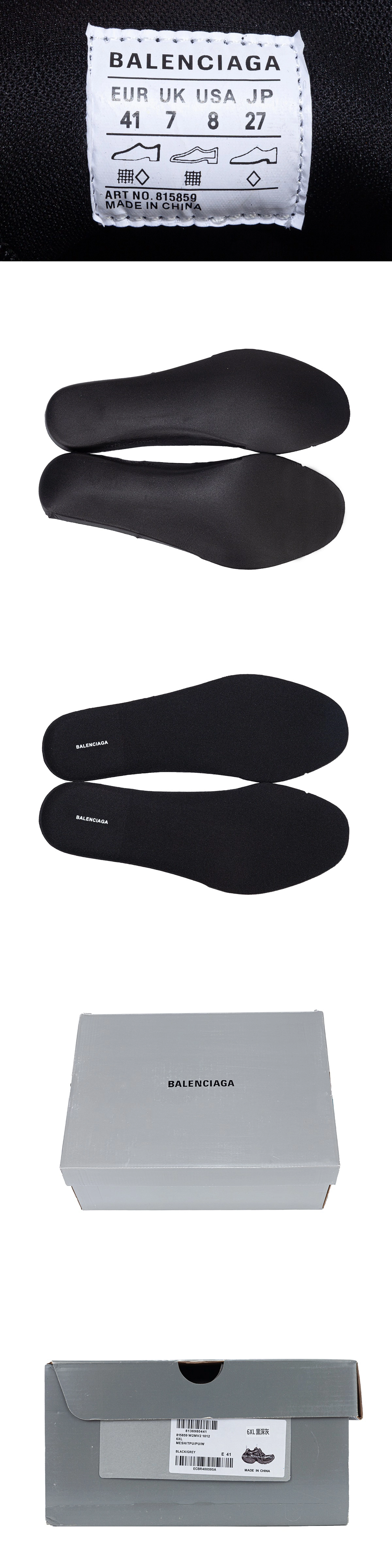 [BALENCIAGA] 발렌시아가 6XL 스니커즈 블랙 그레이 815859W2MV21012 남녀공용 (ZH)