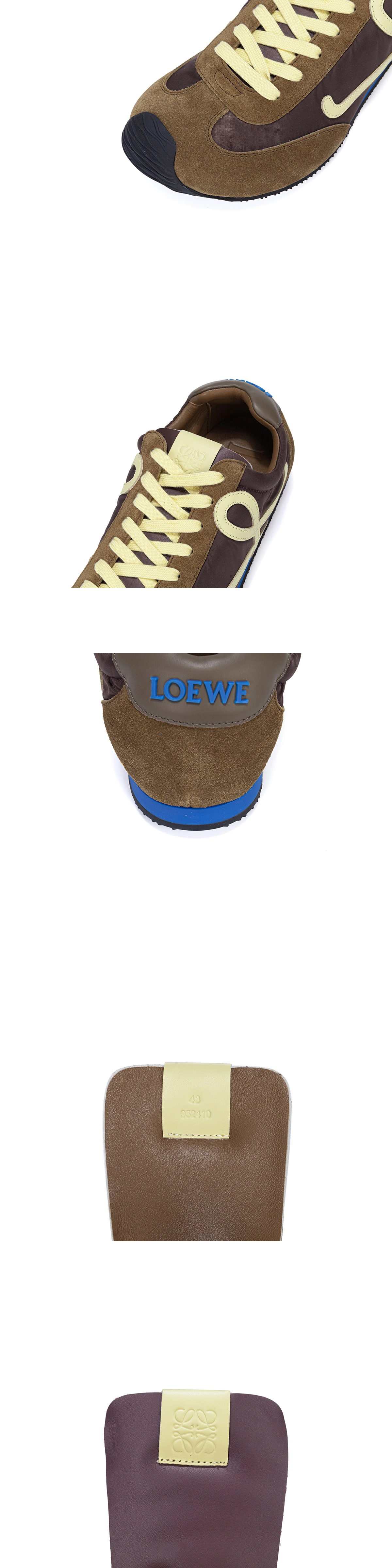 [LOEWE] 로에베 발레 러너 2.0 나일론 앤 카프스킨 스니커즈 브라운옐로우 MBR2282X01-4865 남녀공용 (HR)
