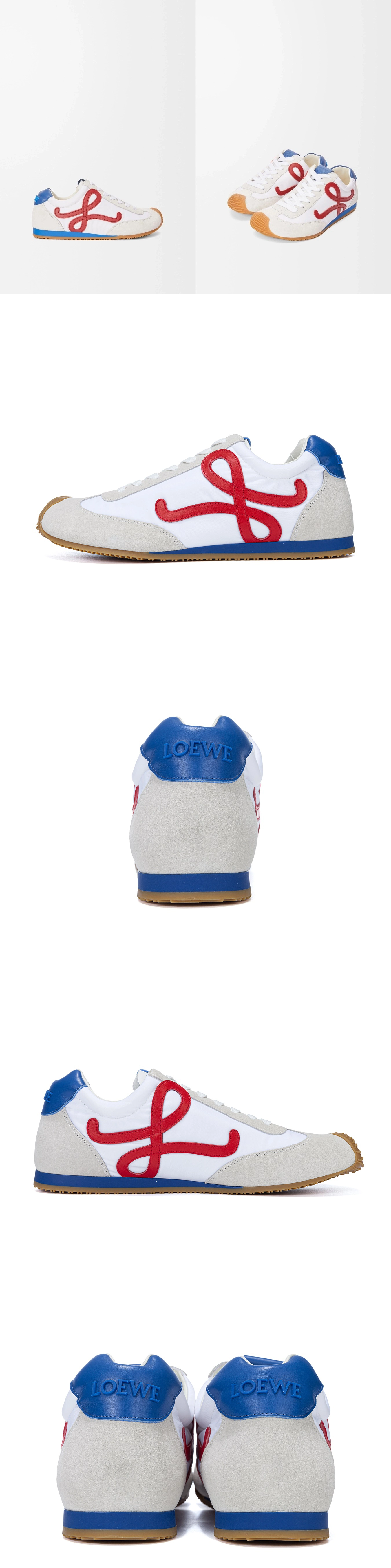 [LOEWE] 로에베 발레 러너 2.0 나일론 앤 카프스킨 스니커즈 화이트레드 LLBR282X02-4868 남녀공용 (HR)