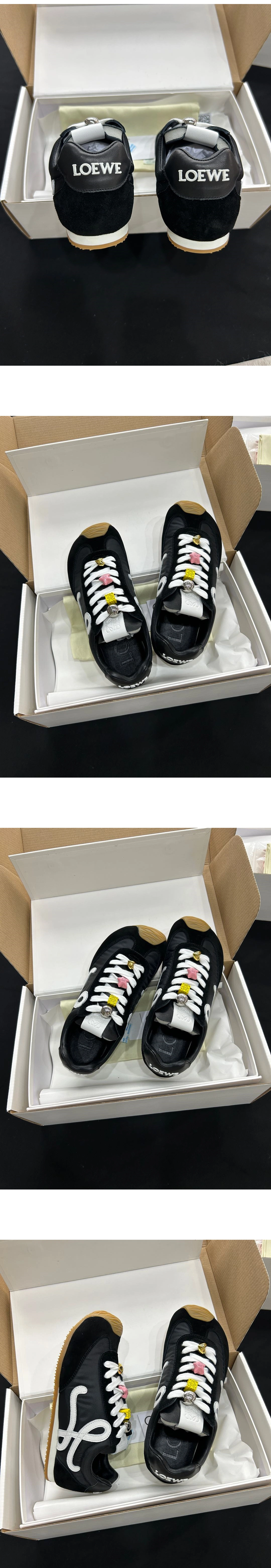 [LOEWE] 로에베 발레 러너 2.0 나일론 앤 카프스킨 스니커즈 블랙화이트 M816282XB3-1102 남녀공용 (HR)