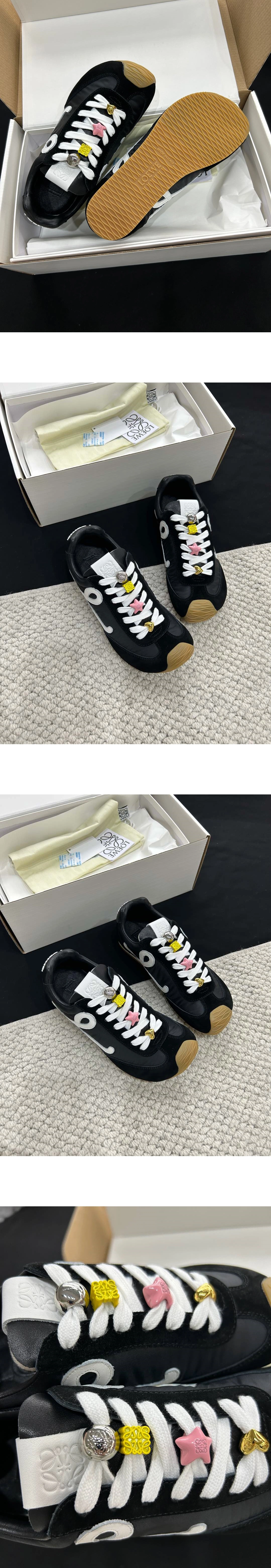 [LOEWE] 로에베 발레 러너 2.0 나일론 앤 카프스킨 스니커즈 블랙화이트 M816282XB3-1102 남녀공용 (HR)