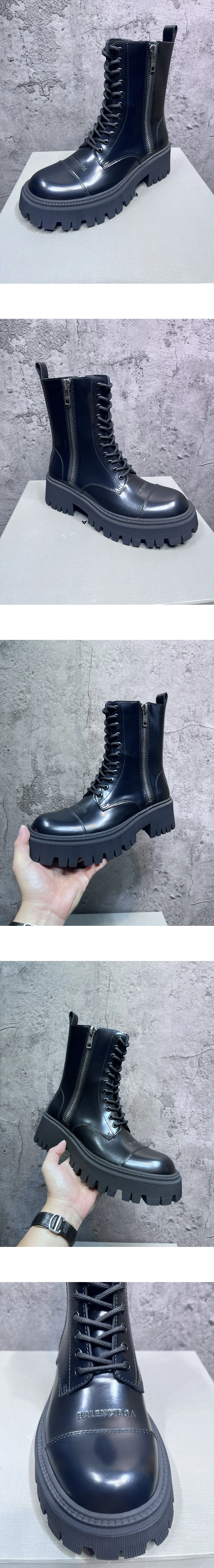 [BALENCIAGA] 발렌시아가 트랙터 레이스업 지퍼 부츠 블랙 617420WA8E91000 남성용 (CC)
