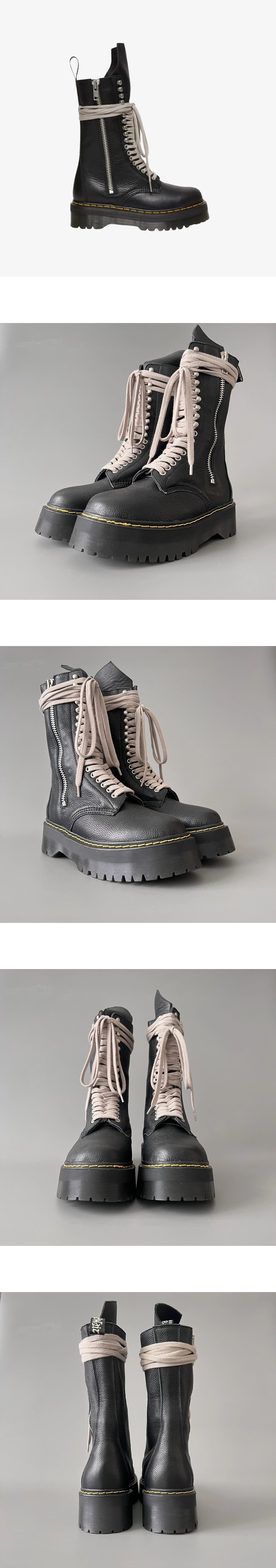 [Rick Owens] 릭오웬스 X 닥터마틴 1918 RO 레더 레이스 업 플랫폼 부츠 블랙 루나 27979001 남녀공용 (EG)