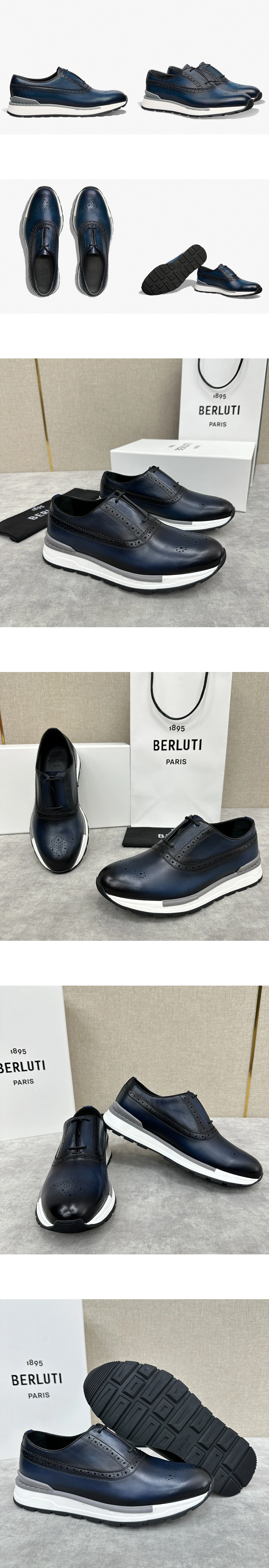 [BERLUTI] 벨루티 패스트 트랙 레더 스니커즈 블루 S6231-V1 남성용