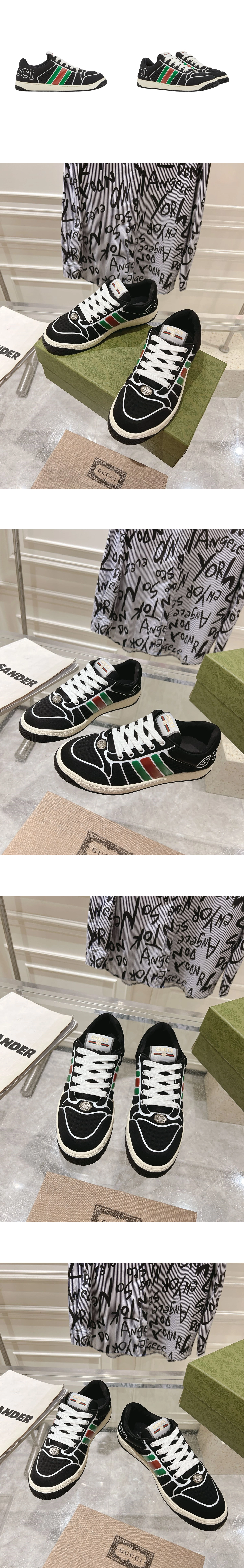 [GUCCI] 구찌 스크리너 스니커즈 웹 블랙 780260-FAC6S-1000 남녀공용