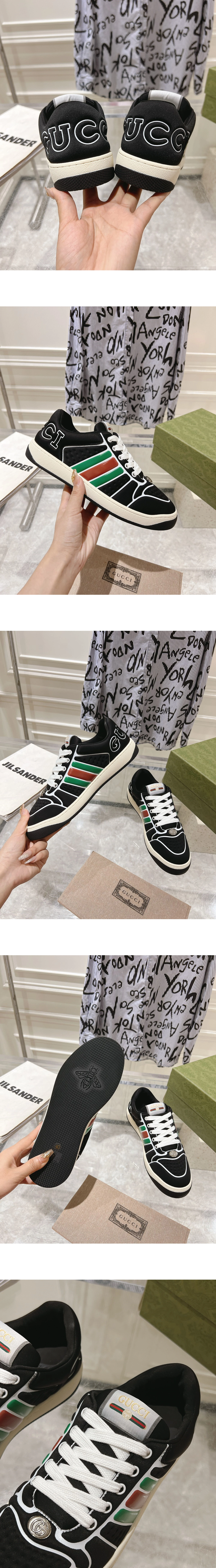 [GUCCI] 구찌 스크리너 스니커즈 웹 블랙 780260-FAC6S-1000 남녀공용