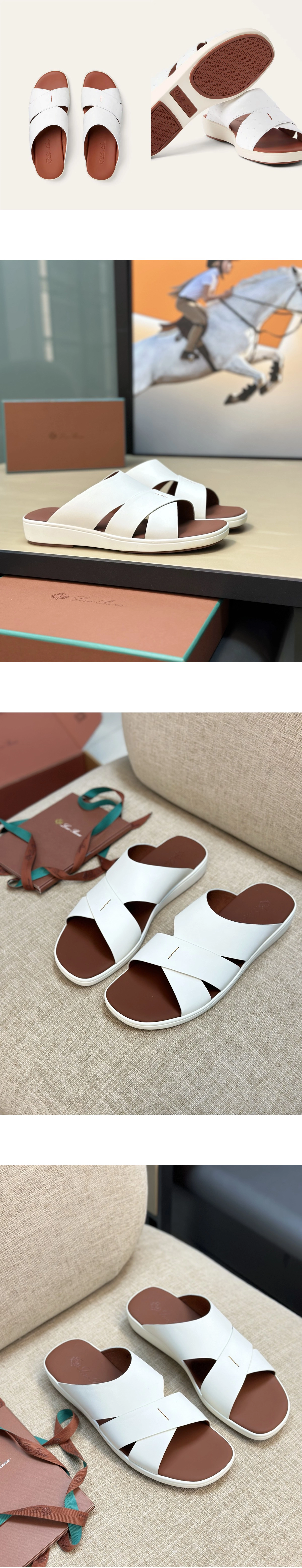 [Loro Piana] 로로피아나 팜 워크 샌들 화이트 남성용