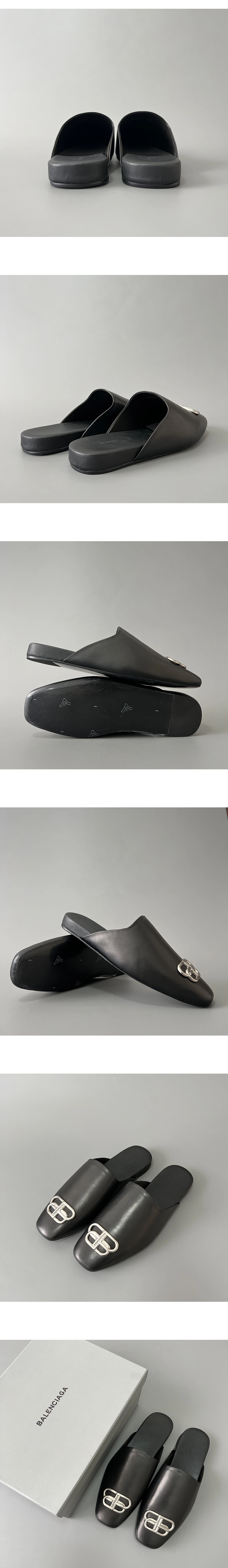 [BALENCIAGA] 발렌시아가 레더 백리스 로퍼 블랙 남성용