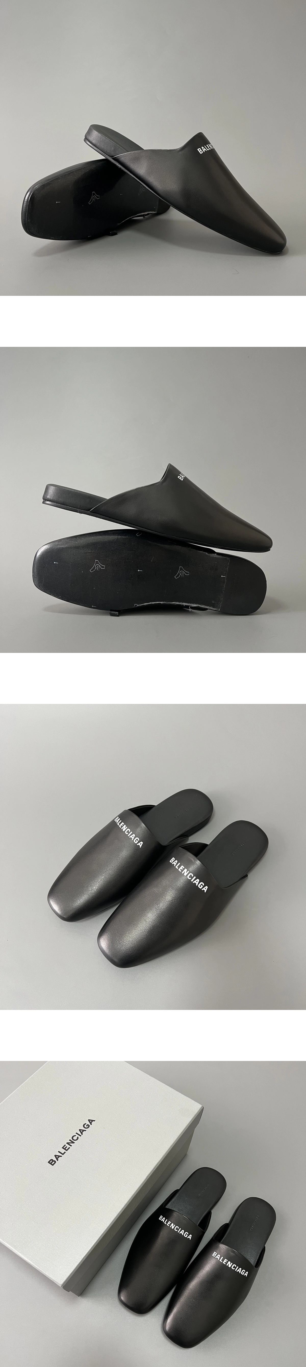 [BALENCIAGA] 발렌시아가 코지 로고 뮬 블랙 남성용