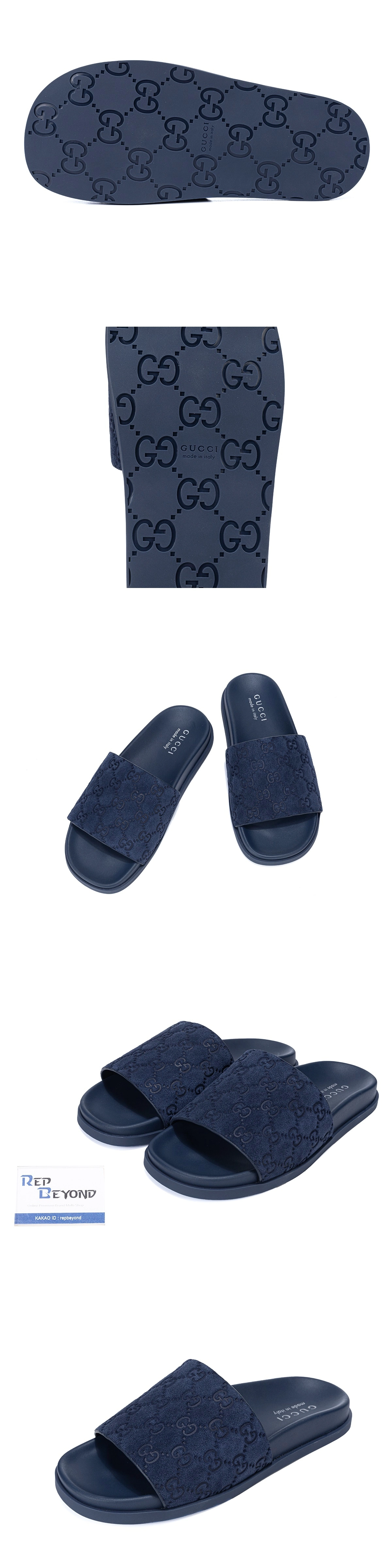 [GUCCI] 구찌GG 스웨이드 슬라이드 샌들블루 남녀공용