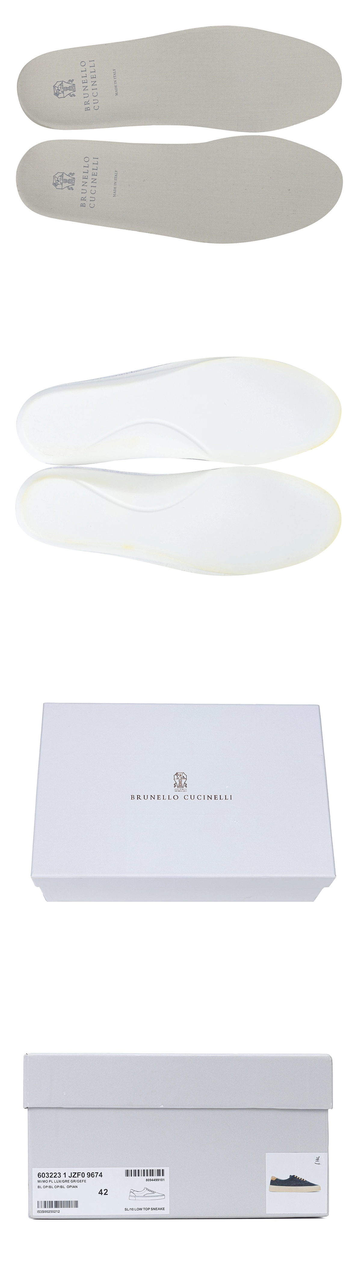 [Brunello Cucinelli] 브루넬로쿠치넬리 캔버스 패치 벨루어 스니커즈 블루 남성용