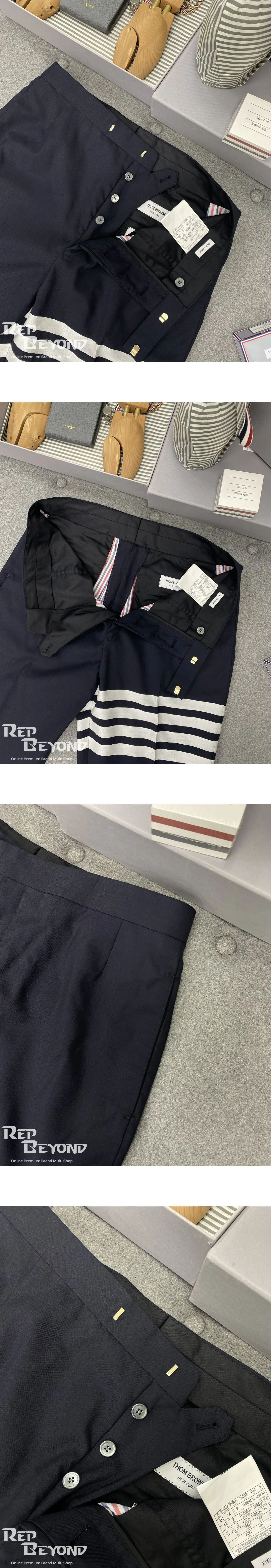[THOM BROWNE] 남성 톰브라운 플레인 위브 4-바 정장 슈트 네이비