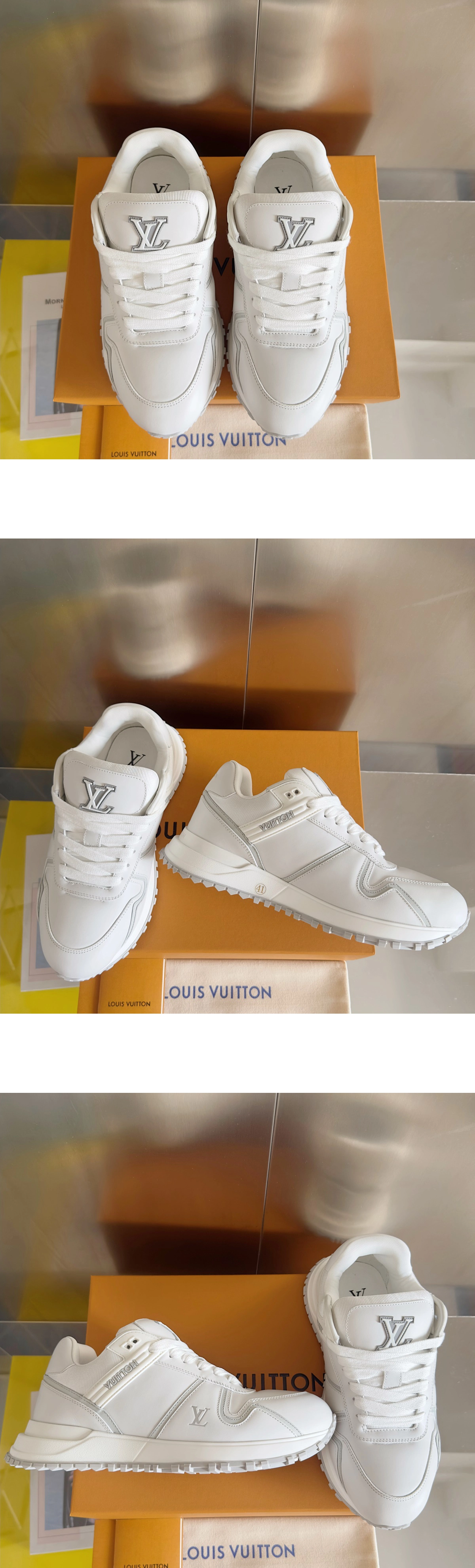 [LOUIS VUITTON] 루이비통 런 어웨이 맥시 스니커즈 화이트 1AHSRJ 남녀공용