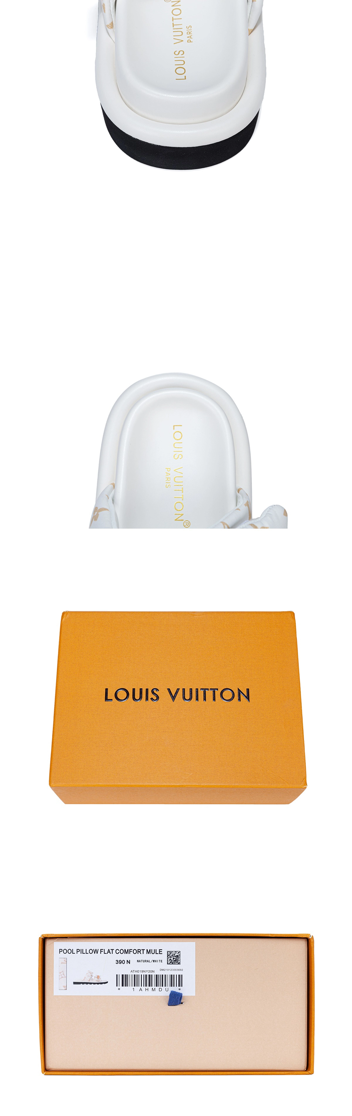 [LOUIS VUITTON] 루이비통 풀 필로우 플랫 컴포트 뮬 화이트 1AHMDW 남녀공용