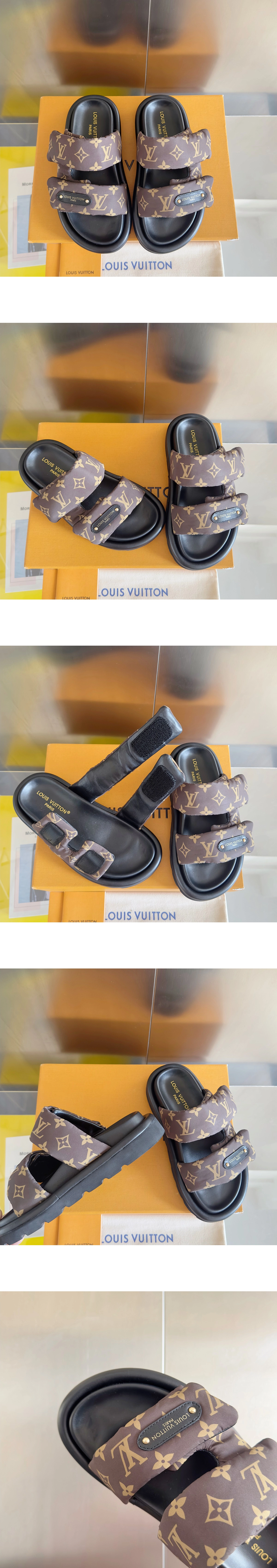 [LOUIS VUITTON] 루이비통 풀 필로우 플랫 컴포트 뮬 모노그램 카카오 브라운 남녀공용
