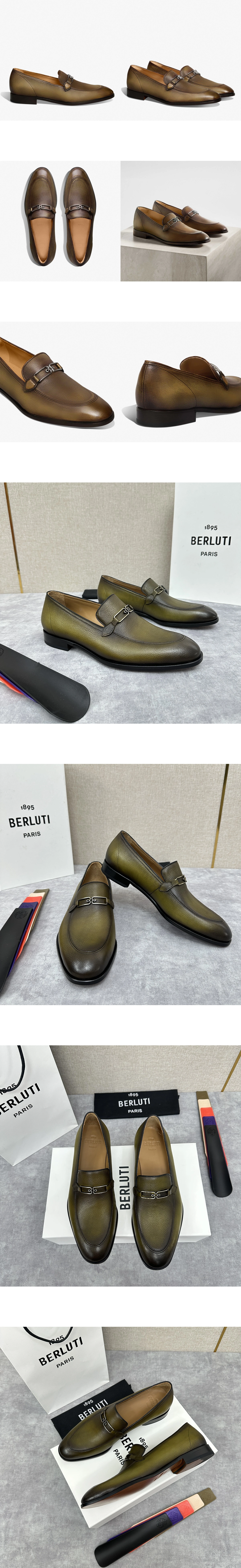 [BERLUTI] 벨루티 B 볼루테 레더 로퍼 카키 S6239-C15 남성용