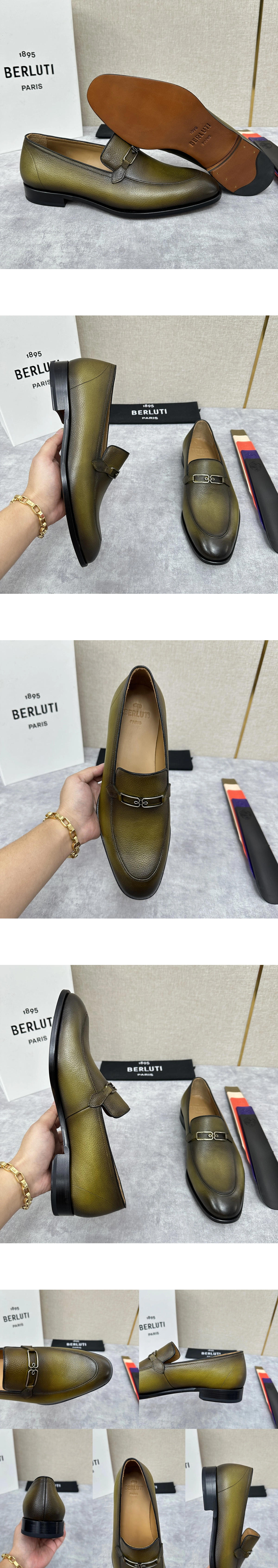 [BERLUTI] 벨루티 B 볼루테 레더 로퍼 카키 S6239-C15 남성용