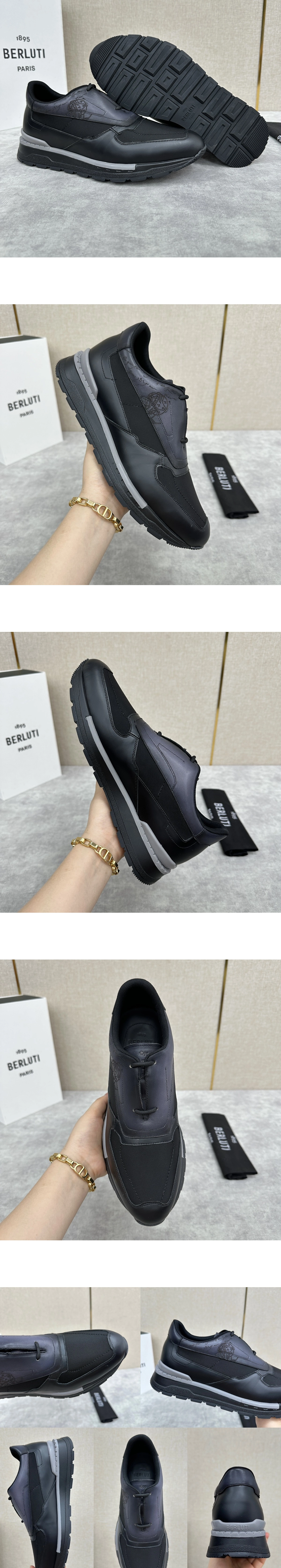 [BERLUTI] 벨루티 패스트 트랙 스크리토 레더 나일론 스니커즈 S6277-BY 남성용