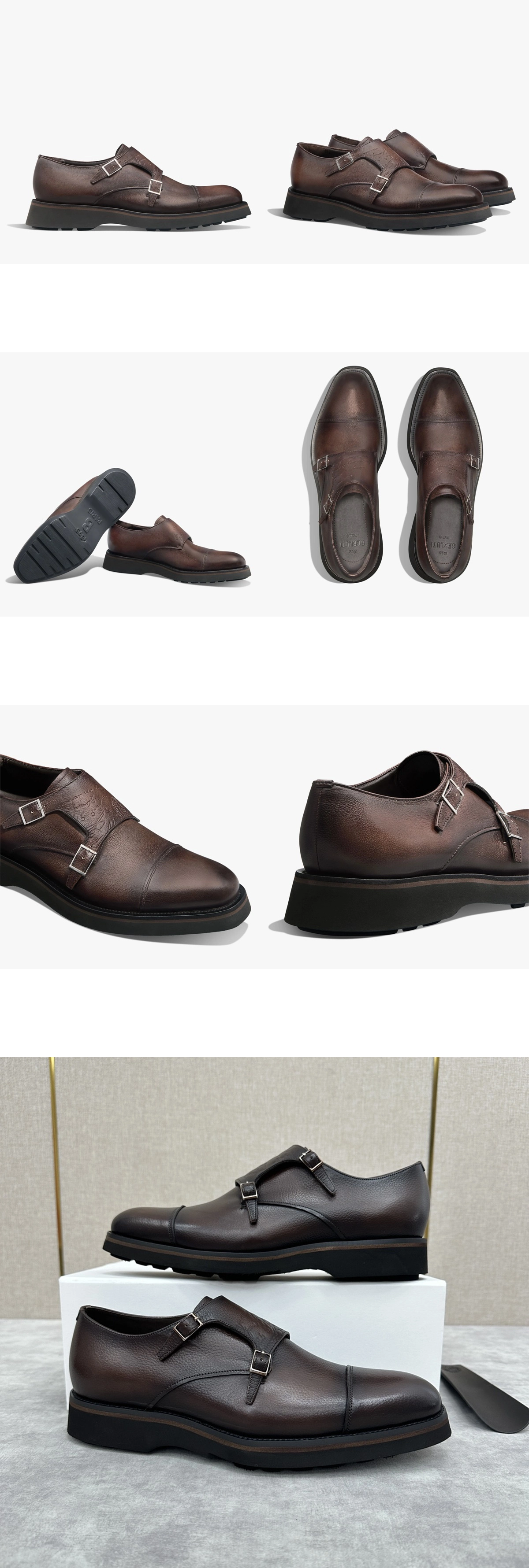 [BERLUTI] 벨루티 알레시오 스크리토 레더 더블 몽크 S6339-V82 남성용