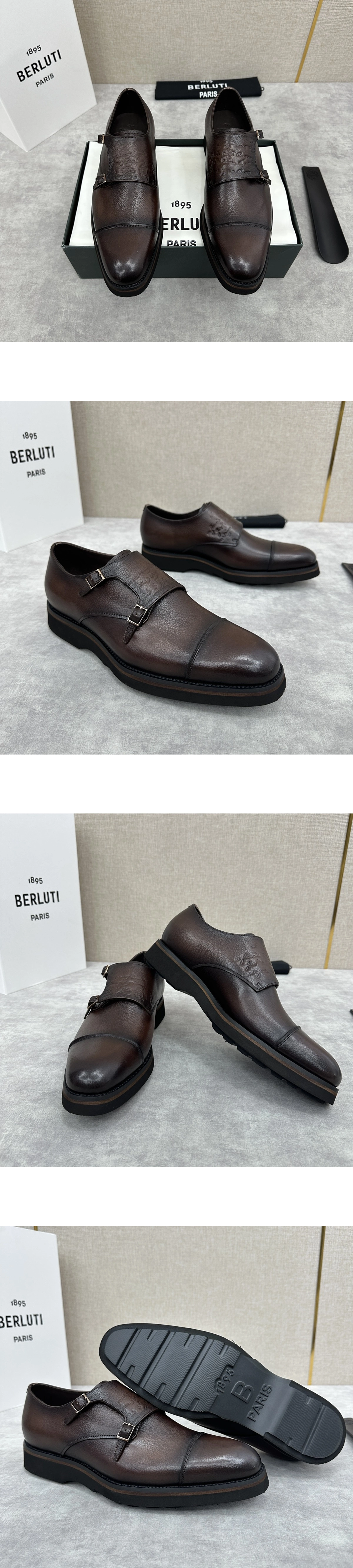 [BERLUTI] 벨루티 알레시오 스크리토 레더 더블 몽크 S6339-V82 남성용