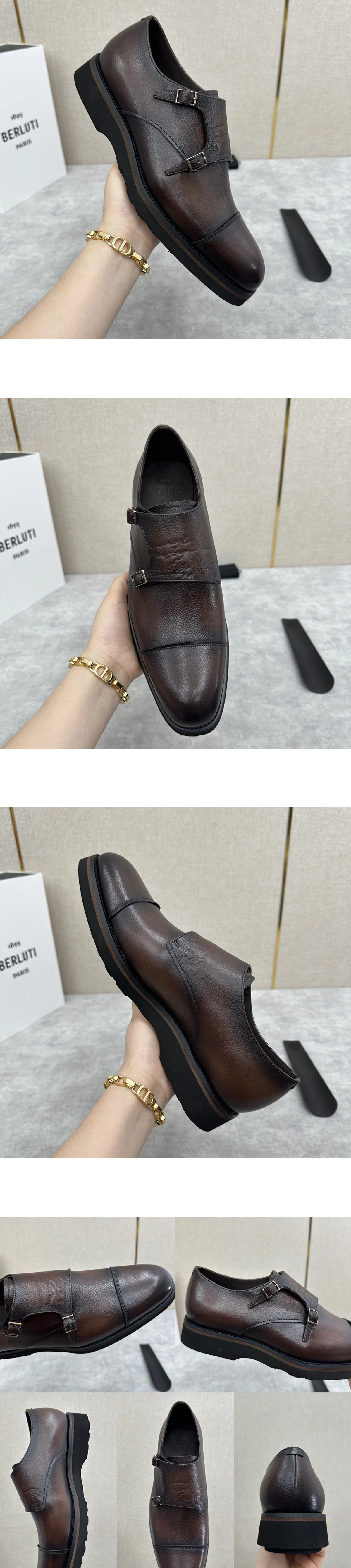 [BERLUTI] 벨루티 알레시오 스크리토 레더 더블 몽크 S6339-V82 남성용