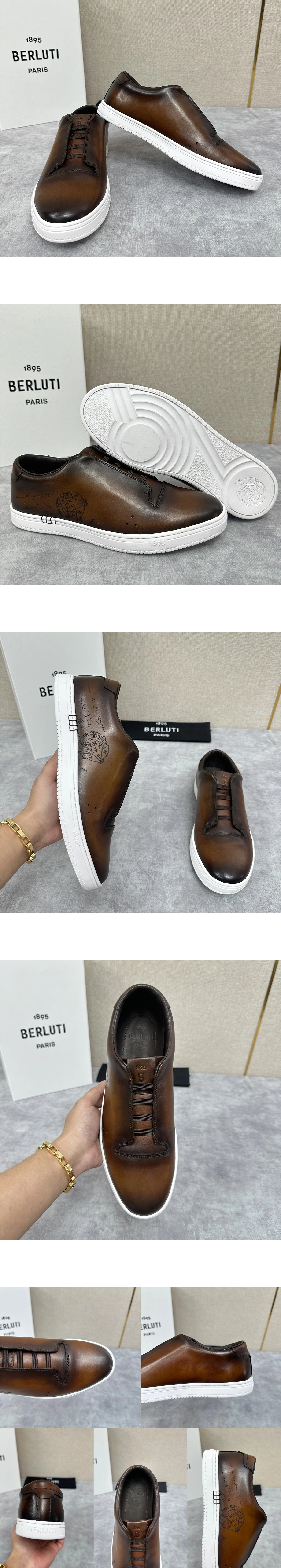 [BERLUTI] 벨루티 플레이타임 스크리토 베네치아 카프 레더 스니커즈 브라운 S6459-V2 남성용