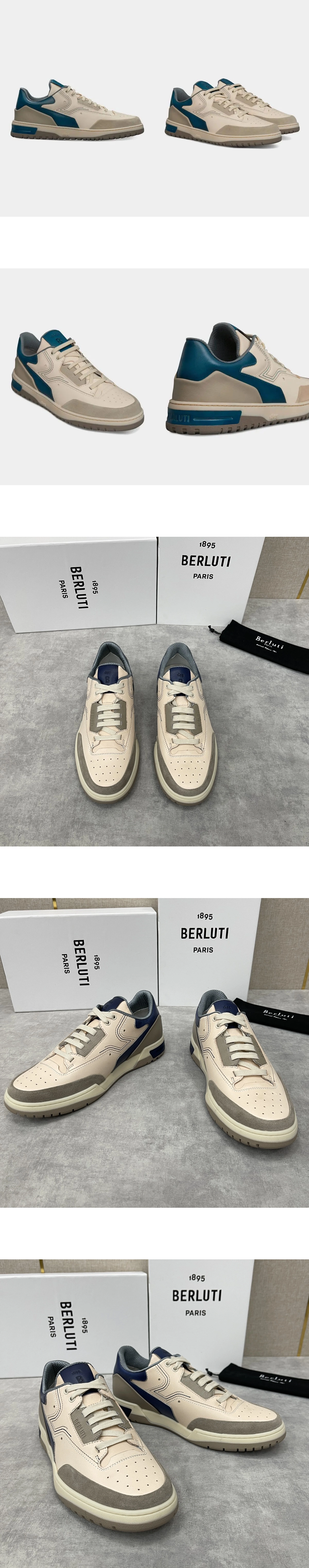 [BERLUTI] 벨루티 플레이오프 레더 로우탑 스니커즈 블루 남성용