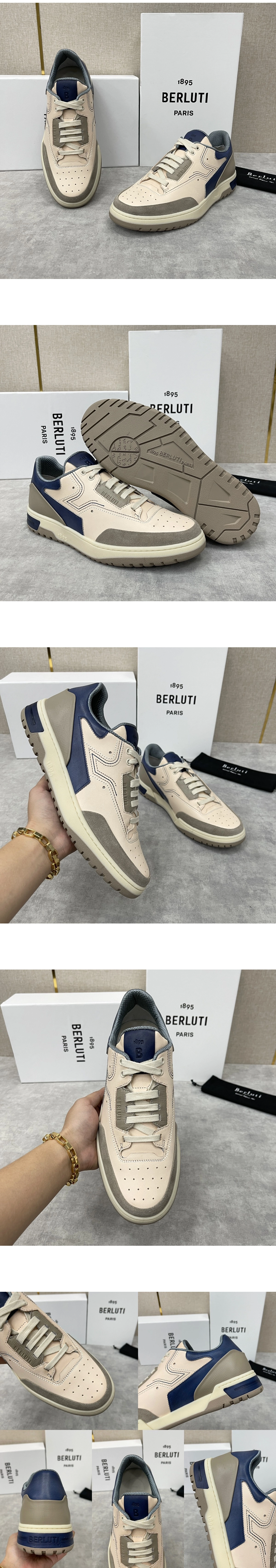 [BERLUTI] 벨루티 플레이오프 레더 로우탑 스니커즈 블루 남성용