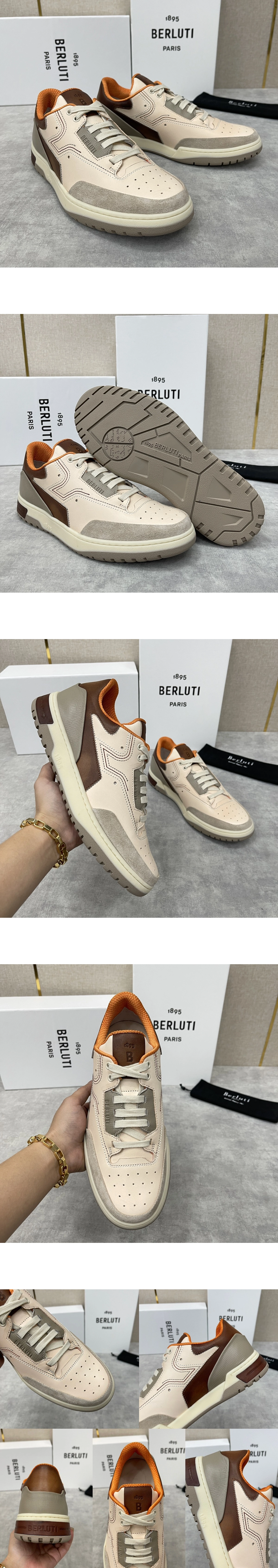 [BERLUTI] 벨루티 플레이오프 레더 로우탑 스니커즈 브라운 남성용