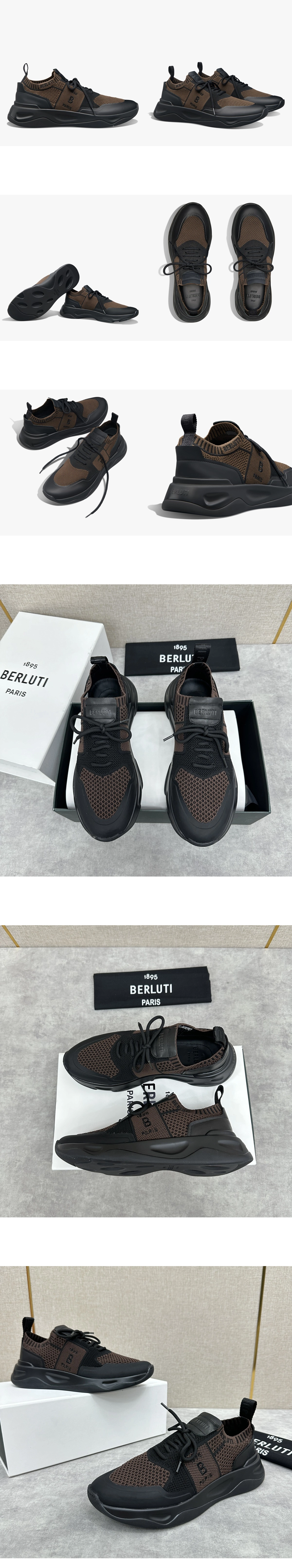 [BERLUTI] 벨루티 쉐도우 러버 코팅 레더 스니커즈 브라운블랙 S6380-ZE4 남성용