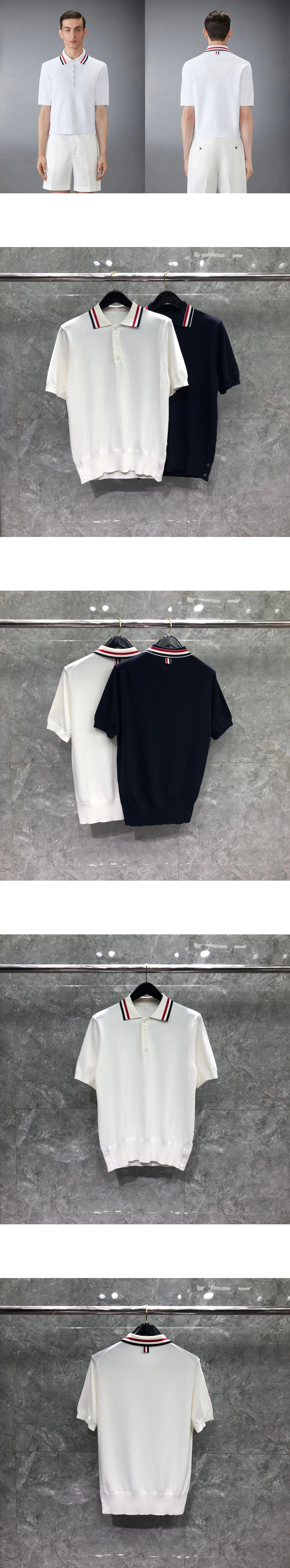 [THOM BROWNE] 남성 톰브라운 스트레치 비스코스 테니스 폴로 셔츠