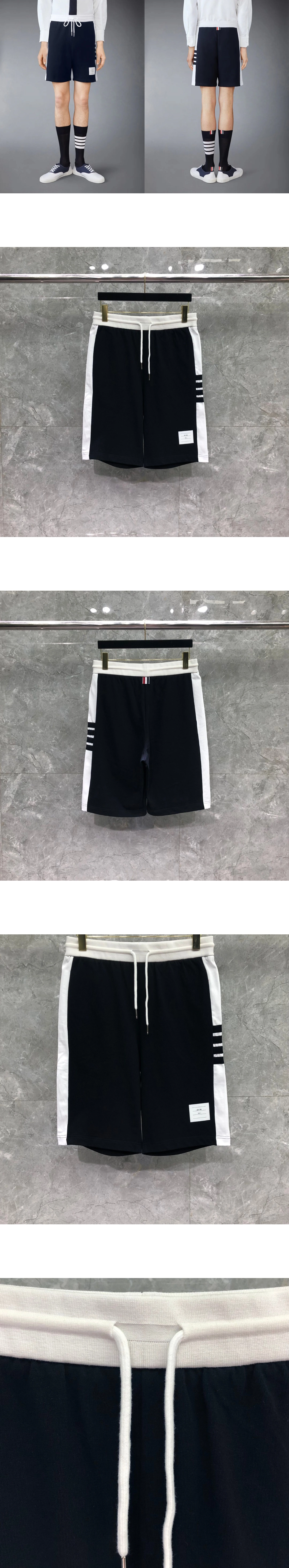 [THOM BROWNE] 남성 톰브라운 클래식 루프백 4-바 스웨트 쇼츠 네이비