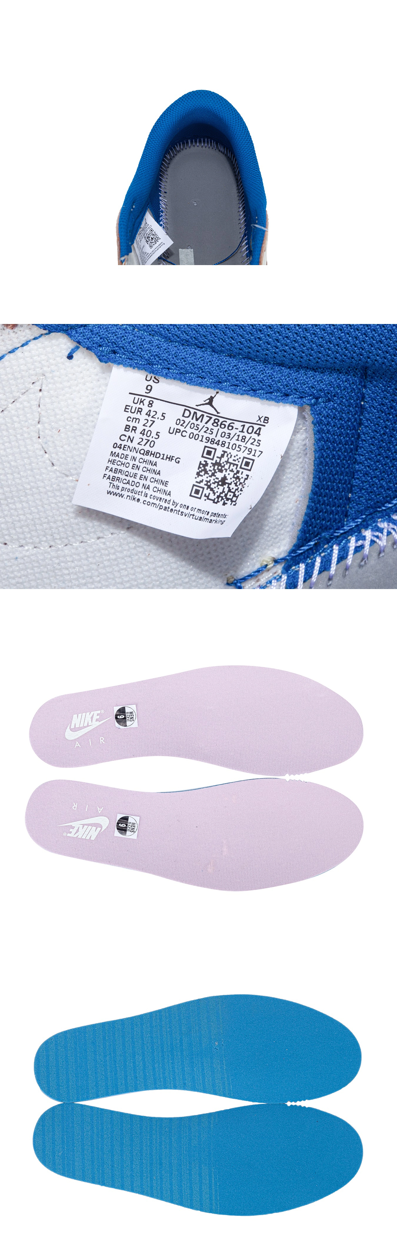 [AIR JORDAN] 에어조던 1 x 트래비스 스캇 레트로 로우 세일 밀리터리 블루 DM7866-104 남녀공용(OG)